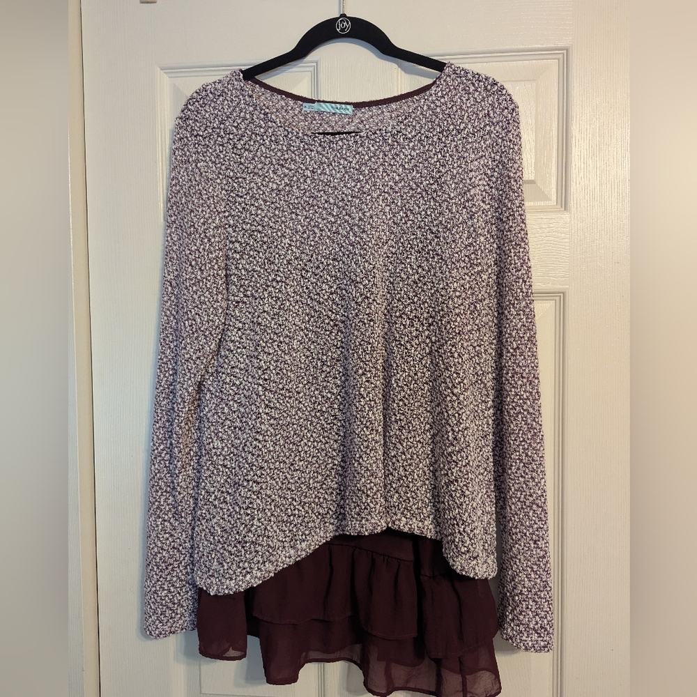 Maurices Purple and White Layered Long Sleeve Top NWOT